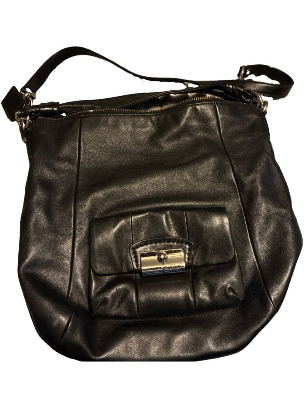 Coach Kristin Hobo Black Leather Shoulder Bag Hippie Satchel Purse